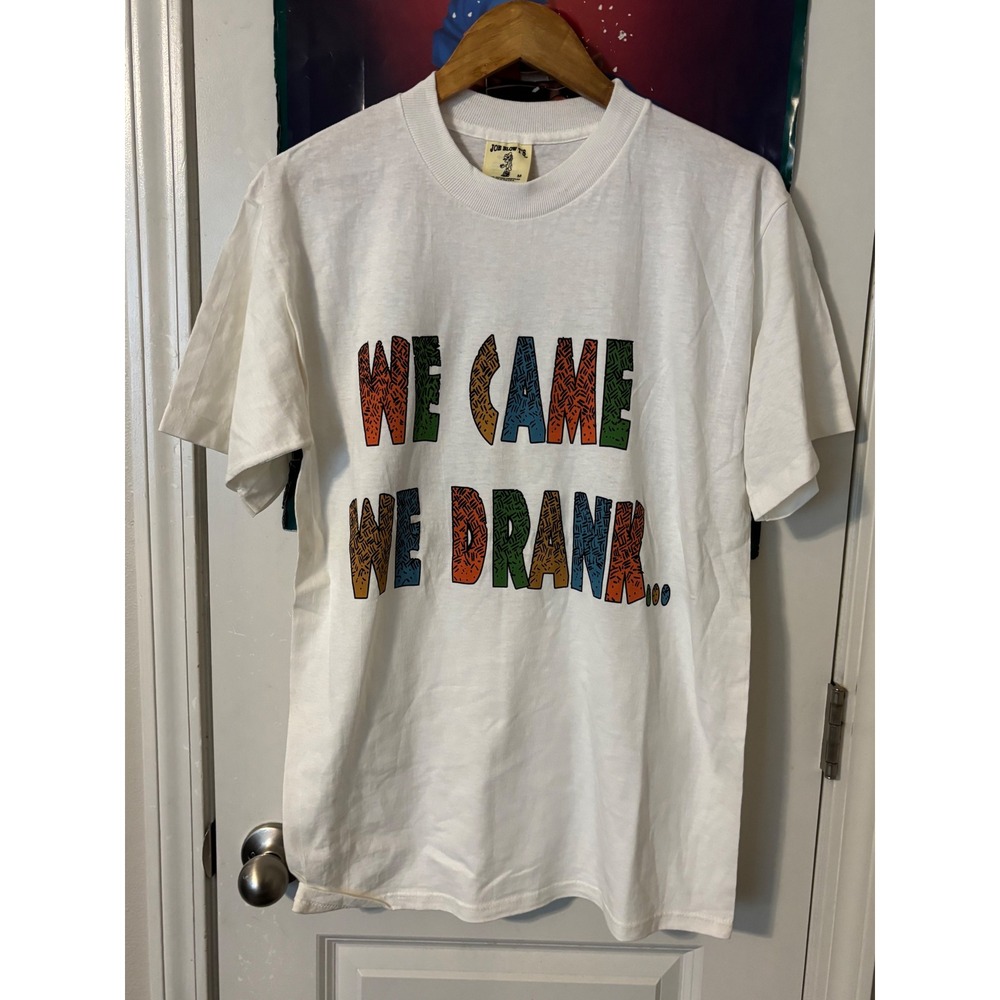 Vintage Joe Blow Ts We Came We Drank Porcelain God Graphic T-Shirt Mens M White